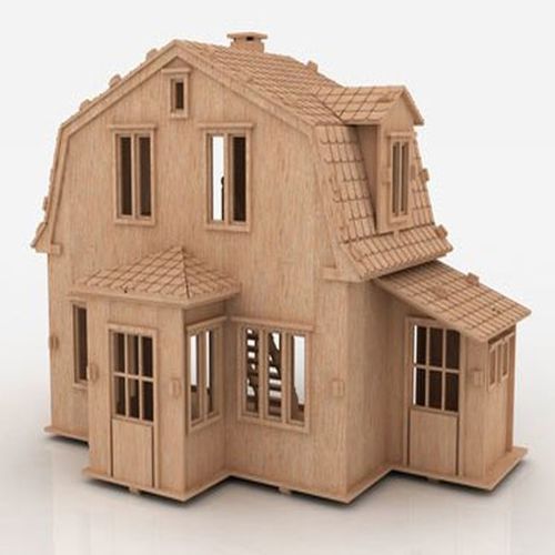 طرح خانه چوبی میلی‌متر برای برش لیزری - wooden house 3 mm for laser cut - برای دستگاه CNC چوب و لیزر (سی ان سی)