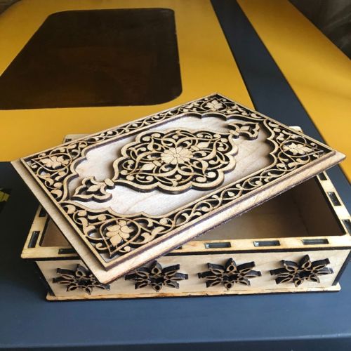 طرح جعبه جواهرات چوبی پیچیده میلی‌متری برای برش لیزری - wooden intricate jewelry box 4mm for laser cutting ve - برای دستگاه CNC چوب و لیزر (سی ان سی)