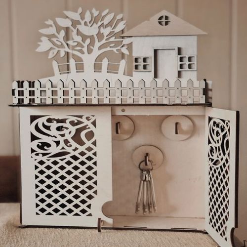 طرح جعبه کلید چوبی کابینت نگهداری کلید برای برش لیزری - wooden key box cabinet keys storage for laser cut ve - برای دستگاه CNC چوب و لیزر (سی ان سی)