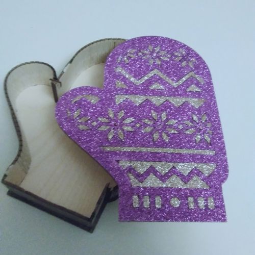 طرح جعبه هدیه چوبی با دستکش مخصوص کریسمس لیزری - wooden mitten gift box for christmas laser cut ve - برای دستگاه CNC چوب و لیزر (سی ان سی)