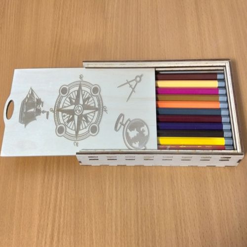 طرح جعبه مداد چوبی درب کشویی مخصوص برش لیزری - wooden pencil case sliding lid box for laser cut ve - برای دستگاه CNC چوب و لیزر (سی ان سی)