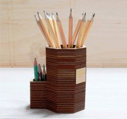 طرح مدل جا مداد چوبی لیزر - wooden pencil stand model laser cut - برای دستگاه CNC چوب و لیزر (سی ان سی)