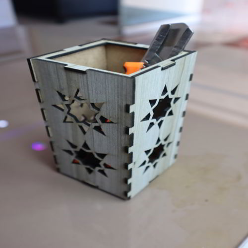 طرح جا قلمی چوبی میز سازماندهنده برش لیزری - wooden pen holder desk organizer laser cut ve - برای دستگاه CNC چوب و لیزر (سی ان سی)