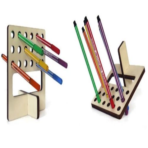 طرح جا قلمی چوبی میز اداری مداد سازماندهنده برش لیزری - wooden pen holder stand office desk pencil organizer laser cut ve - برای دستگاه CNC چوب و لیزر (سی ان سی)