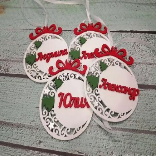 طرح آویزهای کریسمس شخصی شده چوبی لیزر - wooden personalized christmas ornaments pendants laser cut ve - برای دستگاه CNC چوب و لیزر (سی ان سی)