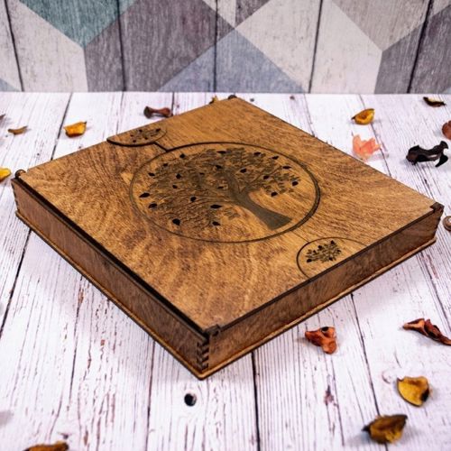 طرح جعبه آلبوم عکس چوبی میلی متری برای برش لیزر - wooden photo album box 4mm for laser cut ve - برای دستگاه CNC چوب و لیزر (سی ان سی)