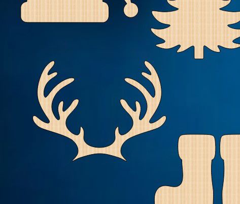 طرح شاخ گوزن چوبی برش شاخ گوزن چوبی شکل برش لیزری - wooden reindeer antlers cutout wood reindeer antlers shape laser cut ve - برای دستگاه CNC چوب و لیزر (سی ان سی)