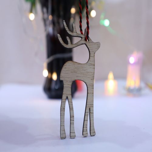 طرح چوبی گوزن کریسمس تزئینی برش لیزری - wooden reindeer christmas tree ornament laser cut ve - برای دستگاه CNC چوب و لیزر (سی ان سی)