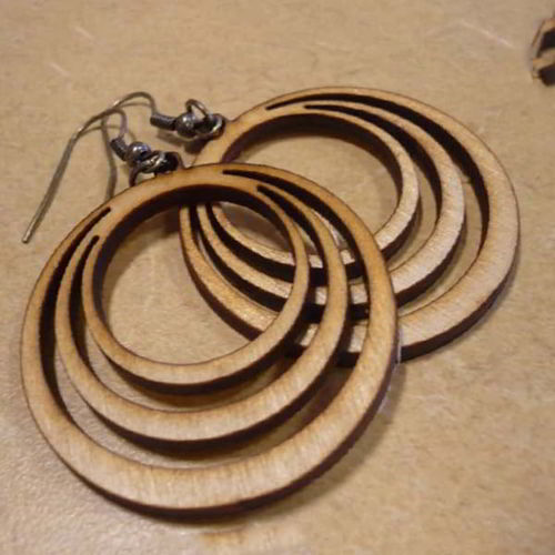طرح گوشواره گرد چوبی طرح لیزر - wooden round earring design laser cut - برای دستگاه CNC چوب و لیزر (سی ان سی)