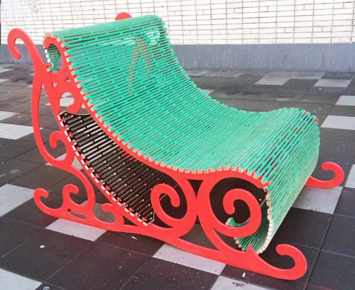 طرح سورتمه چوبی بابانوئل میلی‌متری برش لیزری - wooden santa sleigh 12mm laser cut ve - برای دستگاه CNC چوب و لیزر (سی ان سی)