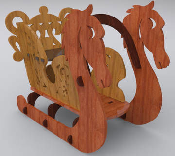 طرح سورتمه چوبی لیزری - wooden sleigh laser cut - برای دستگاه CNC چوب و لیزر (سی ان سی)