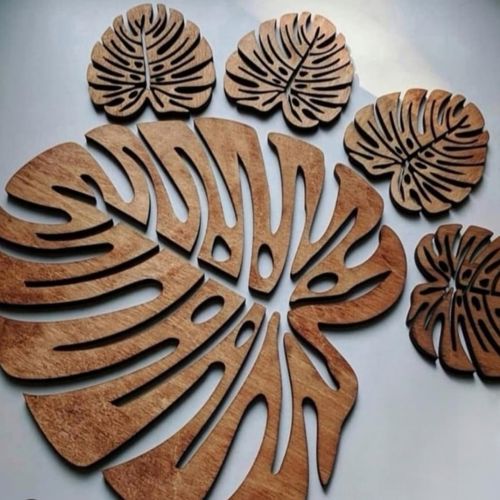 طرح پایه چوبی به شکل یک هیولا برگ - wooden stand in the form of a monstera leaf ve - برای دستگاه CNC چوب و لیزر (سی ان سی)