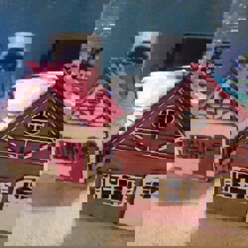 طرح خانه اسباب بازی چوبی برای بچه‌ها قالب برش لیزری - wooden toy house for kids laser cut template ve - برای دستگاه CNC چوب و لیزر (سی ان سی)