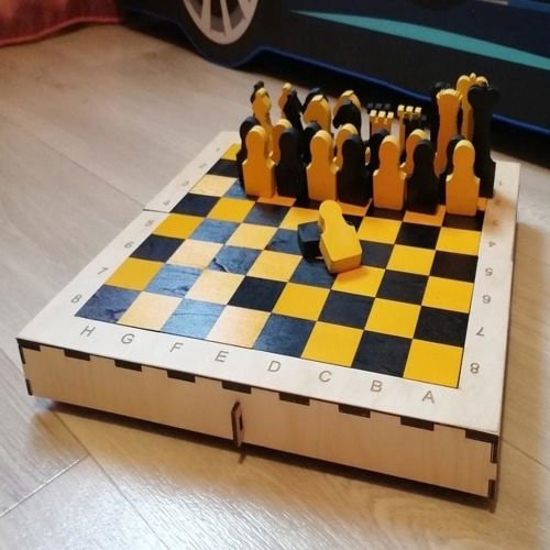 طرح مجموعه شطرنج مسافرتی چوبی برش لیزری - wooden travel chess set laser cut ve - برای دستگاه CNC چوب و لیزر (سی ان سی)