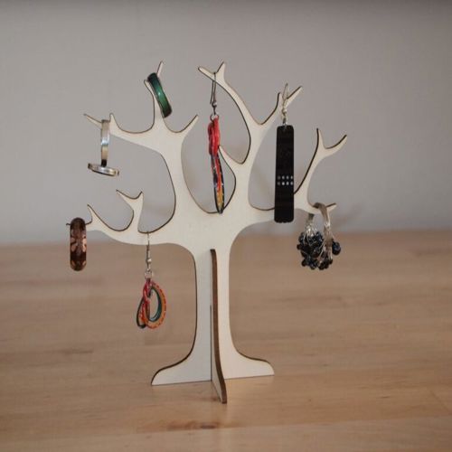 طرح پایه حلقه جواهرات درخت چوبی لیزر - wooden tree jewelry stand ring holder for laser cut - برای دستگاه CNC چوب و لیزر (سی ان سی)