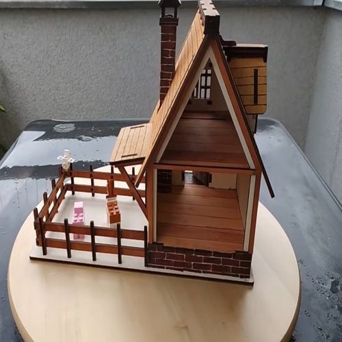 طرح خانه روستایی چوبی - wooden village house - برای دستگاه CNC چوب و لیزر (سی ان سی)
