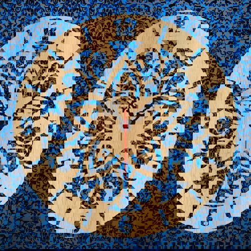 طرح ساعت دیواری چوبی دایره طرح ستاره برش لیزری - wooden wall clock circle star design laser cut ve - برای دستگاه CNC چوب و لیزر (سی ان سی)