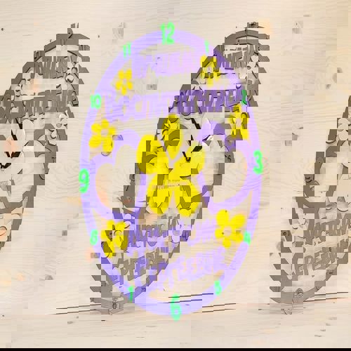 طرح ساعت دیواری چوبی با قلب و گل هدیه برای معلم - wooden wall clock with hearts and flowers gift for educator ve - برای دستگاه CNC چوب و لیزر (سی ان سی)