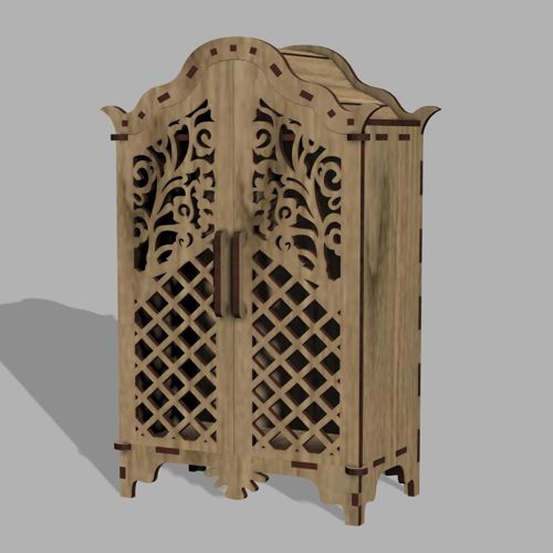 طرح کمد لباس عروسک کمد عروسک مبلمان - wooden wardrobe doll closet doll furniture ve - برای دستگاه CNC چوب و لیزر (سی ان سی)