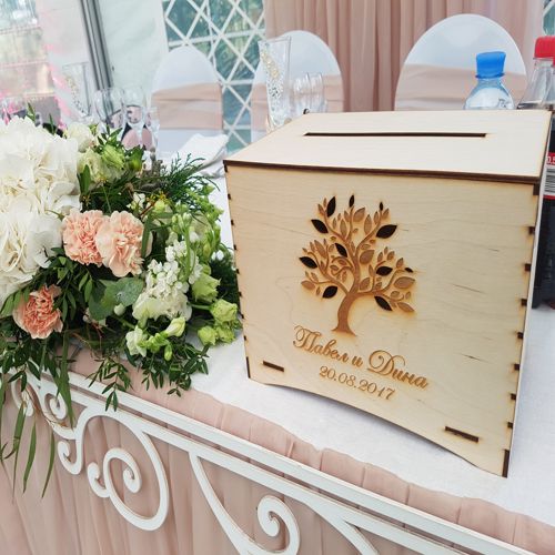 طرح جعبه‌های چوبی عروسی با شکاف روی درب، مناسب برای نگهداری پول و کارت، قابل برش لیزری