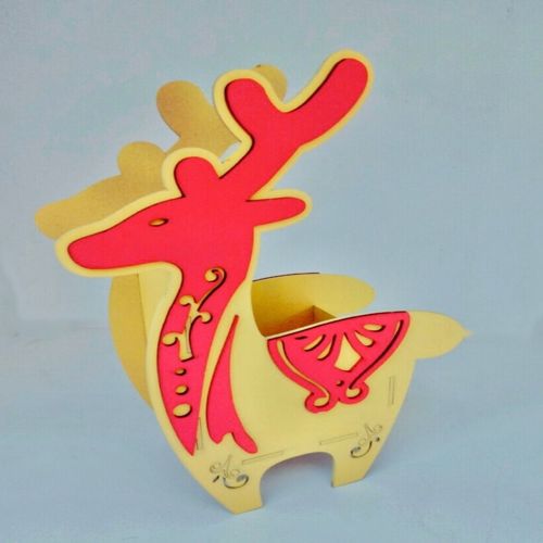 طرح قالب جا مداد گوزن چوبی برای برش لیزری - wood reindeer pencil holder template for laser cutting ve - برای دستگاه CNC چوب و لیزر (سی ان سی)