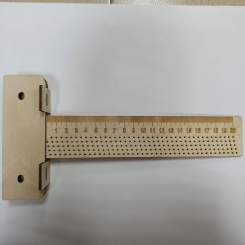 طرح خط‌کش تی نجاری کاتب سوراخ مربعی گیج برای برش لیزری - woodworking t ruler scriber square hole gauge for laser cut ve - برای دستگاه CNC چوب و لیزر (سی ان سی)
