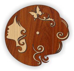 طرح دانلود ساعت دیواری زنانه جوان با برش لیزری و پلاسما هزینه - young woman wall clock download for laser cut plasma ve - برای دستگاه CNC چوب و لیزر (سی ان سی)