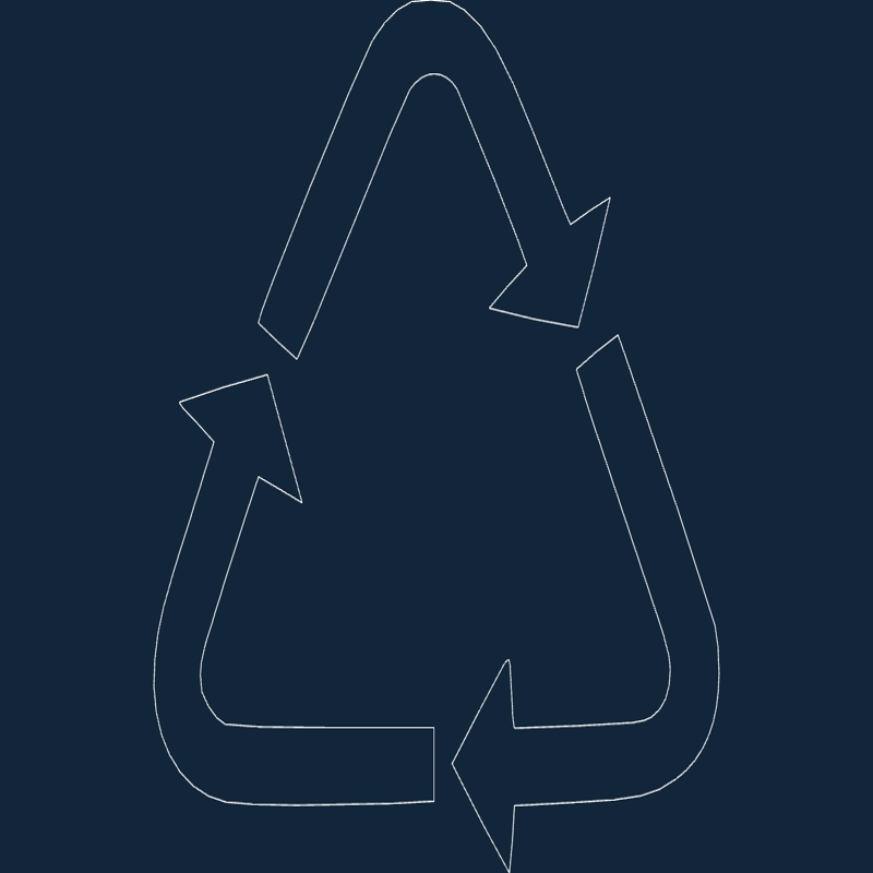 طرح نماد بازیافت مناسب برای استفاده در دستگاه های cnc چوب و cnc لیزر - recycling symbol dxf