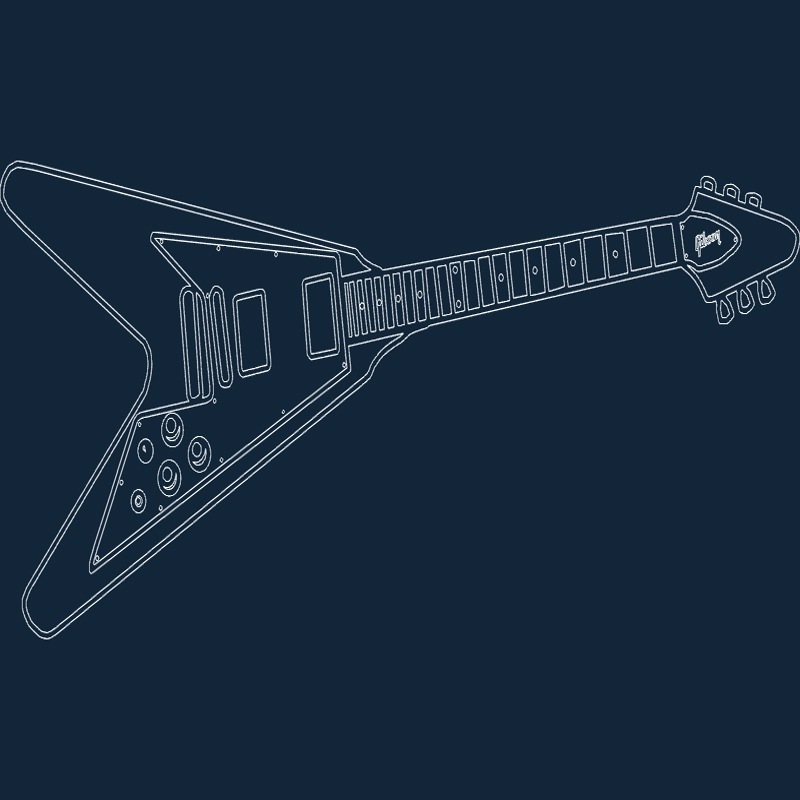 طرح گیتارهای در حال پرواز مناسب برای استفاده در دستگاه های cnc چوب و cnc لیزر - guitars flying v dxf