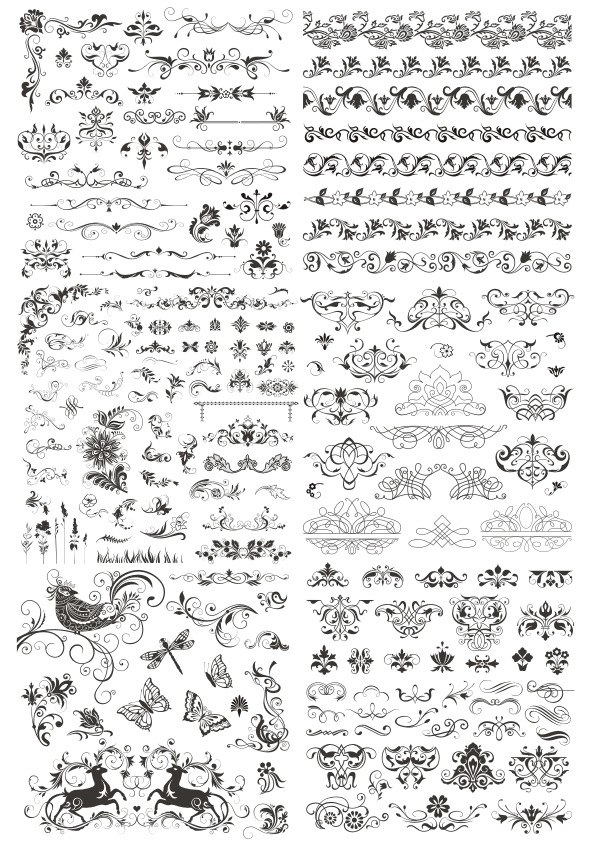 طرح تزئینات توری مناسب برای استفاده در دستگاه های cnc چوب و cnc لیزر - decor lace elements cdr file