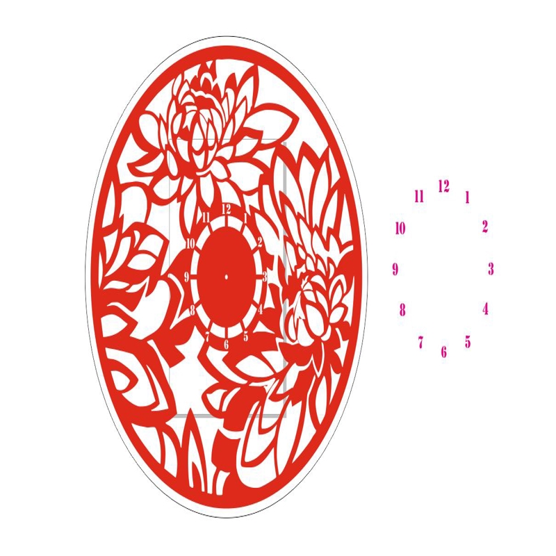 طرح ساعت، گل‌ها در ۱۲ مناسب برای استفاده در دستگاه های cnc چوب و cnc لیزر - chasy tsvetyv12 cdr file