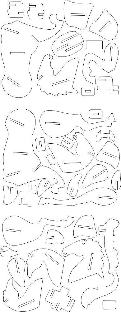 طرح پازل اسب تمیز شده ۲ مناسب برای استفاده در دستگاه های cnc چوب و cnc لیزر - horse puzzle cleaned 2 dxf file