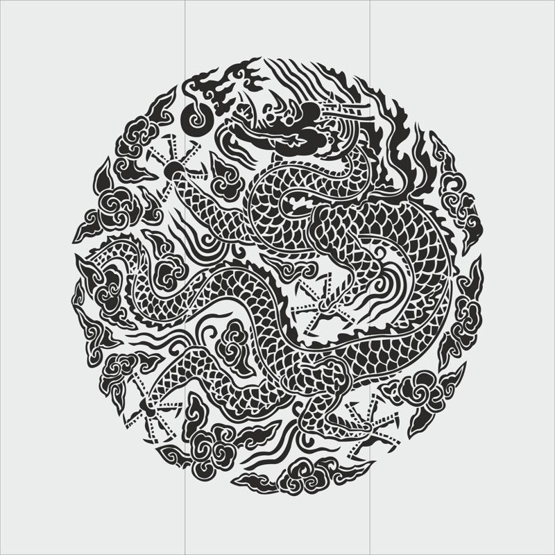 طرح توتم اژدهای چینی مناسب برای استفاده در دستگاه های cnc چوب و cnc لیزر - chinese dragon totem style cdr file