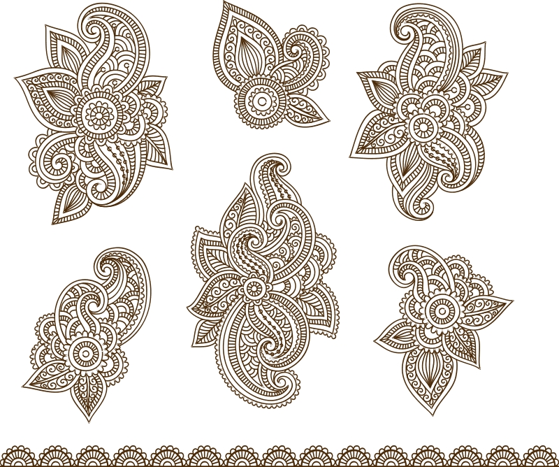 طرح تصویر برداری از تزئینات حنای هندی مناسب برای استفاده در دستگاه های cnc چوب و cnc لیزر - vector illustration of mehndi ornament cdr file