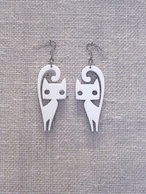 طرح گوشواره گربه مناسب برای استفاده در دستگاه های cnc چوب و cnc لیزر - cat earrings laser cut cdr file
