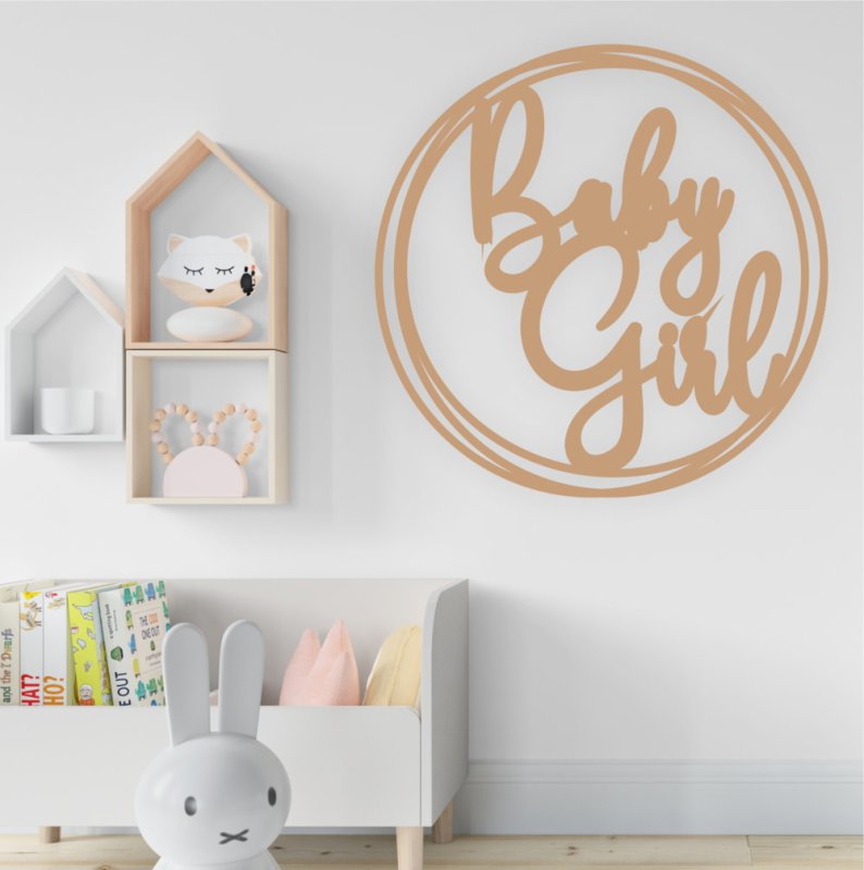 طرح تابلو چوبی دختر بچه مناسب برای استفاده در دستگاه های cnc چوب و cnc لیزر - laser cut baby girl wooden sign