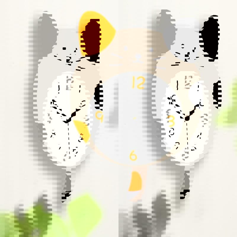 طرح ساعت دیواری گربه ، ساعت دیواری شیک کارتونی گربه برای کودکان مناسب برای استفاده در دستگاه های cnc چوب و cnc لیزر - laser cut cat wall clock stylish cartoon cat kids clock