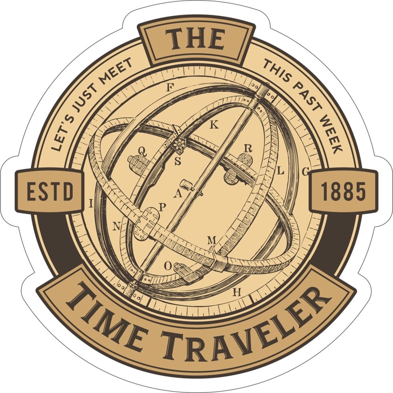طرح استیکر مسافر زمان مناسب برای استفاده در دستگاه های cnc چوب و cnc لیزر - time traveler sticker cdr file