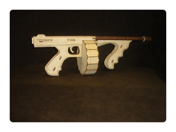 طرح تفنگ تامی چوبی مناسب برای استفاده در دستگاه های cnc چوب و cnc لیزر - wooden tommy gun laser cut dxf file