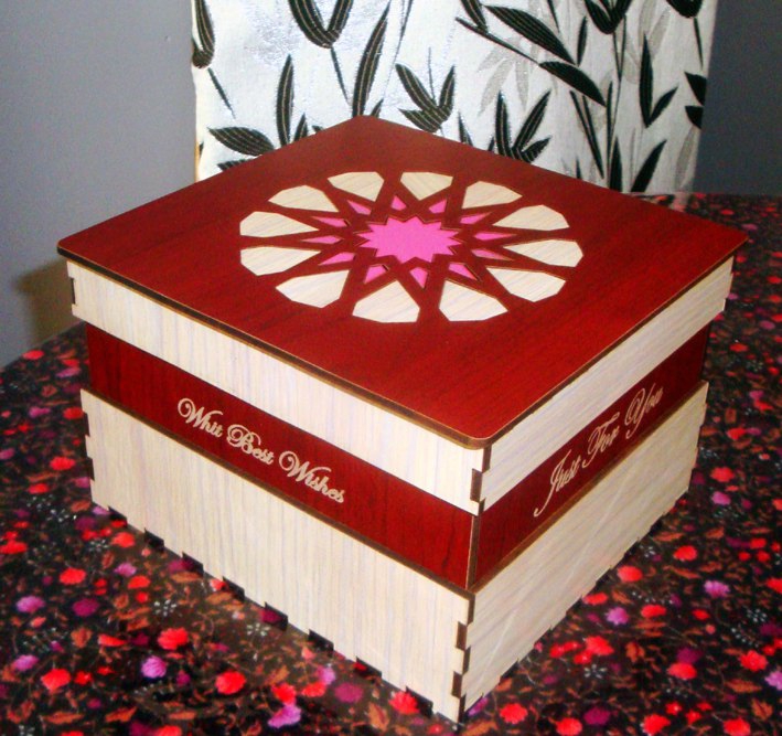 طرح جعبه کادو مناسب برای استفاده در دستگاه های cnc چوب و cnc لیزر - gift box laser cut dxf file