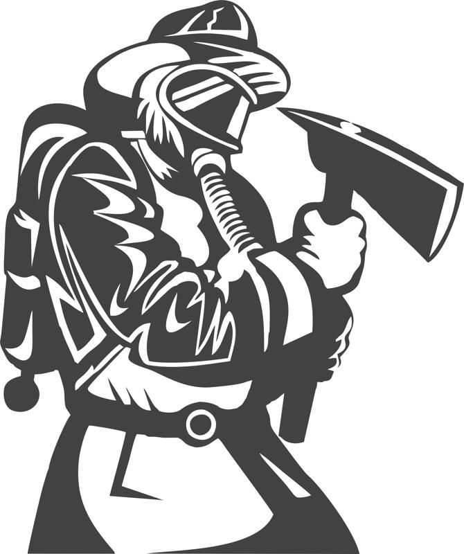 طرح وکتور برچسب دیواری آتش نشان مناسب برای استفاده در دستگاه های cnc چوب و cnc لیزر - fireman wall sticker vector cdr file