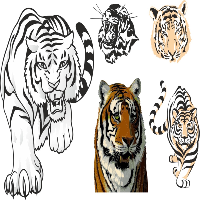 طرح استیکر ببر برای ماشین ها مناسب برای استفاده در دستگاه های cnc چوب و cnc لیزر - tiger stickers for cars cdr file