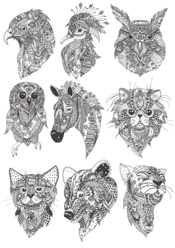 طرح وکتور مجموعه حیوانات بوهمی مناسب برای استفاده در دستگاه های cnc چوب و cnc لیزر - boho amimals vector pack cdr file