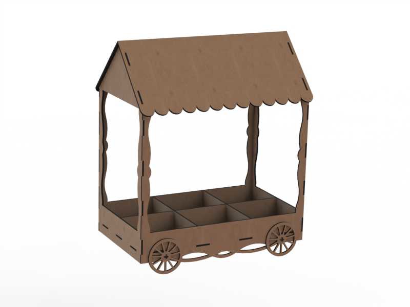 طرح سبد خرید تخته سه لا مناسب برای استفاده در دستگاه های cnc چوب و cnc لیزر - laser cut plywood candy cart template cdr file