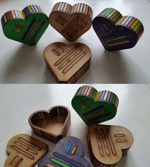 طرح جعبه قلبی تخت مناسب برای استفاده در دستگاه های cnc چوب و cnc لیزر - heart box flat dxf file