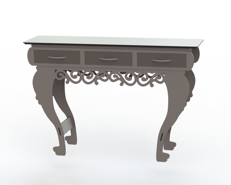 طرح میز سه کشو مناسب برای استفاده در دستگاه های cnc چوب و cnc لیزر - table with three drawers dxf file