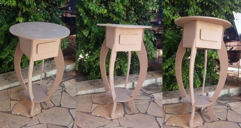طرح میز آباژور گرد با کشو مناسب برای استفاده در دستگاه های cnc چوب و cnc لیزر - round end table lamp table with drawer dxf file