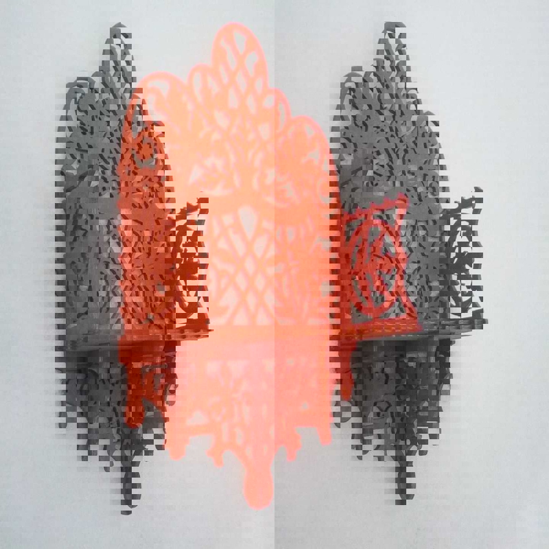 طرح قفسه دیواری طرح دار مناسب برای استفاده در دستگاه های cnc چوب و cnc لیزر - laser cut decor wall shelf cdr file