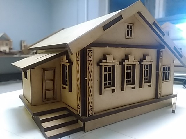 طرح خانه چوبی مناسب برای استفاده در دستگاه های cnc چوب و cnc لیزر - laser cut wooden village house cdr file