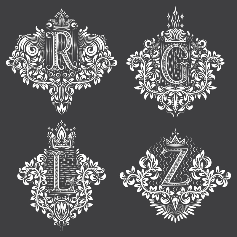 طرح مجموعه حروف تزئینی مناسب برای استفاده در دستگاه های cnc چوب و cnc لیزر - decorative letter set eps file
